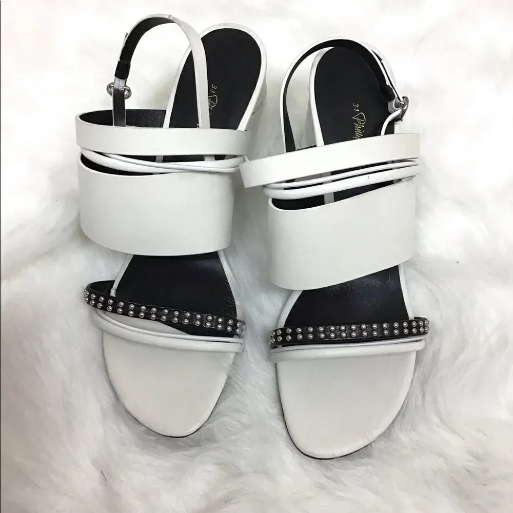 3.1 Philip Lim White Sandal Leather 70mm Drum Heel Multi Strap Sandal Size 40